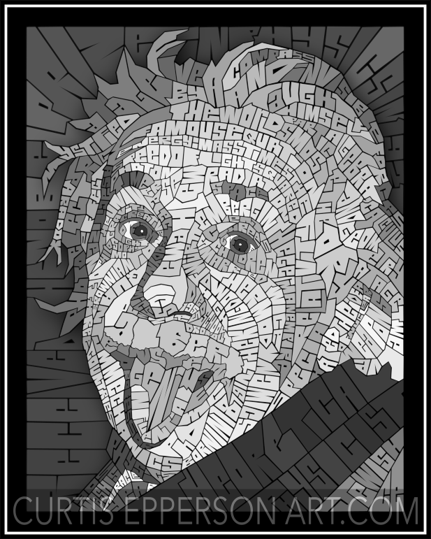 Albert Einstein - Word Mosaic Art Print