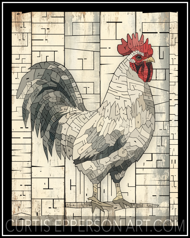 Farmhouse Chicken - Word Mosaic Art Print