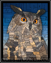 Load image into Gallery viewer, Eagle Owl - Word Mosaic Art Print
