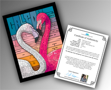 Load image into Gallery viewer, Flamingo Sunset - Word Mosaic Art Print
