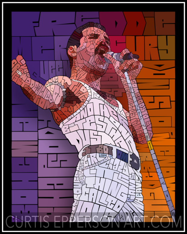 Freddie Mercury - Word Mosaic Art Print