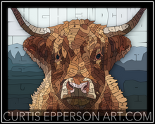 Load image into Gallery viewer, The Highland Cow - Word Mosaic Art Print
