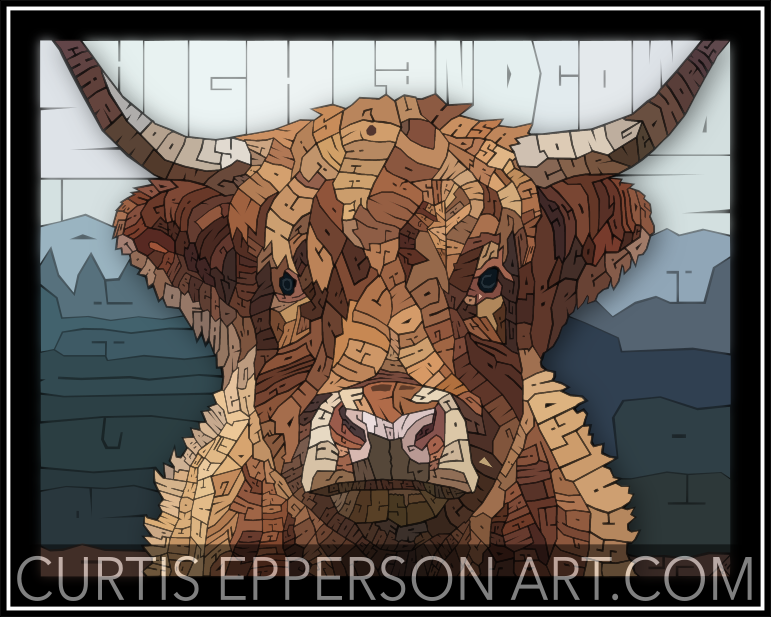 The Highland Cow - Word Mosaic Art Print