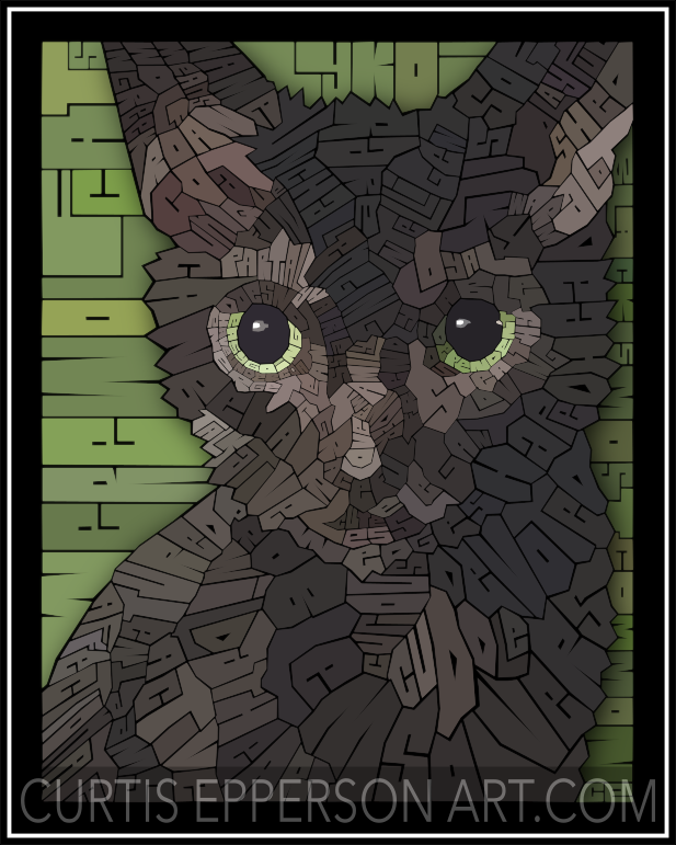 Lykoi Cat - Word Mosaic Art Print