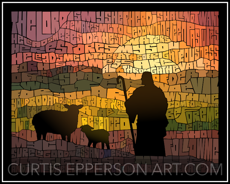 Psalm 23 - Word Mosaic Art Print