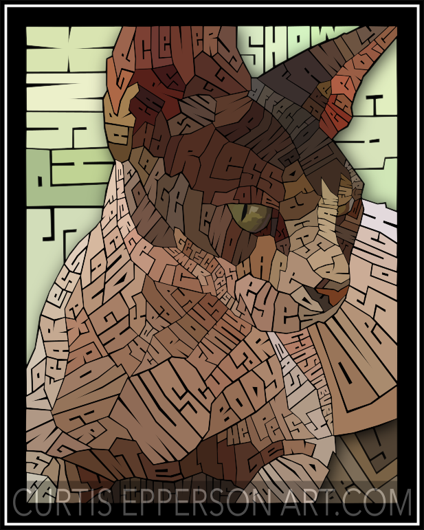 Sphynx Cat - Word Mosaic Art Print