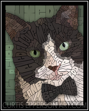 Load image into Gallery viewer, Tuxedo Cat - Word Mosaic Art Print
