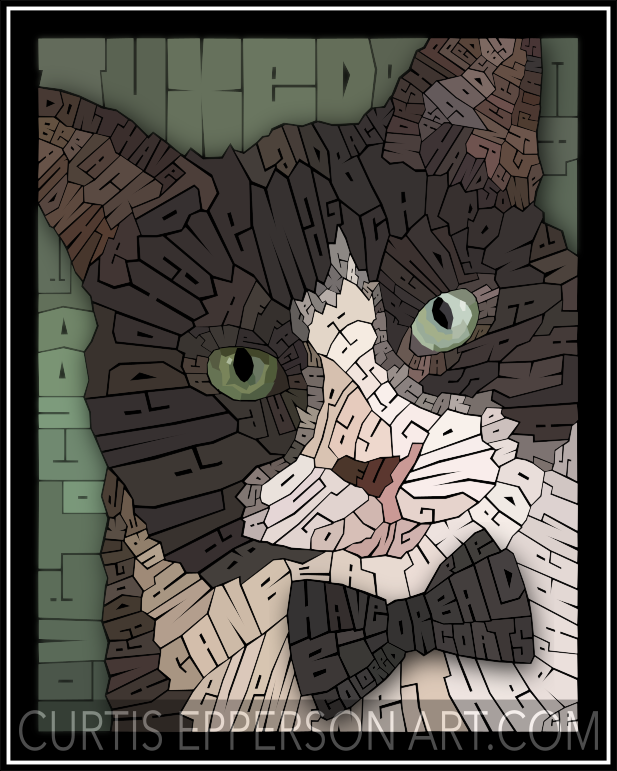 Tuxedo Cat - Word Mosaic Art Print